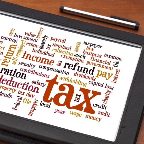 cloud of words about tax updates including refund and income deduction