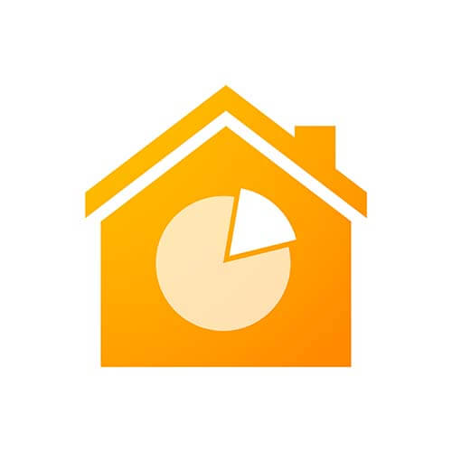 gold image of house with pie chart symbolizing construction contracts 10% or less