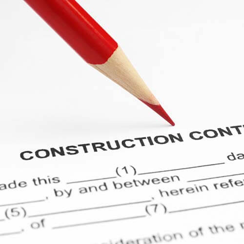 Cash method Construction contract with red pencil