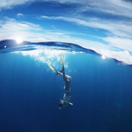 snorkeling under water