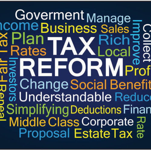 Tax reform and related words in various colors