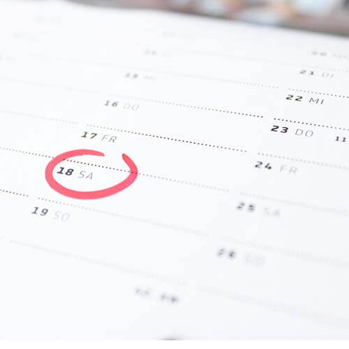 Day on calendar circled in red signifying ESOP audit