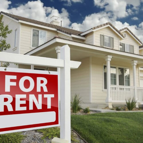 For rent sign in front of house