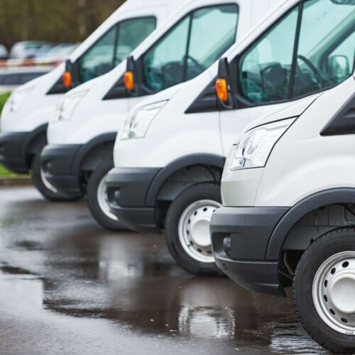 commercial vehicles lined up as an example of business vehicle depreciation