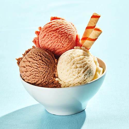 Three flavors of ice cream in bowl signifying three types of Form 1095