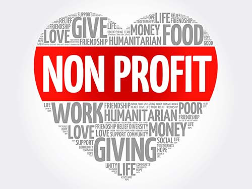 Heart shaped image with words and Nonprofit in center