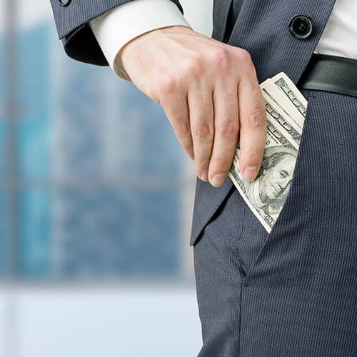 businessman getting money from pocket