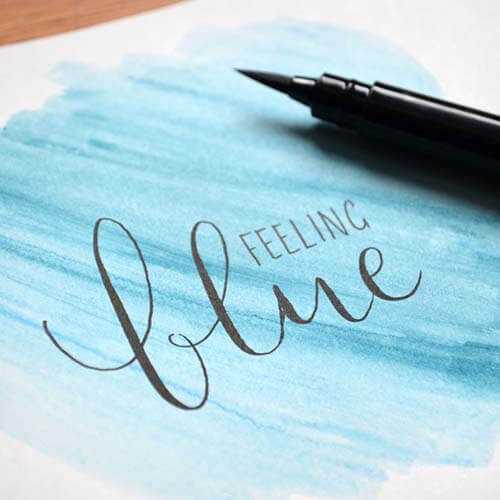 feeling blue words against blue background