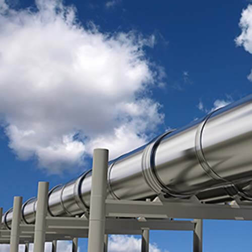 oil pipelines isolated on a blue sky
