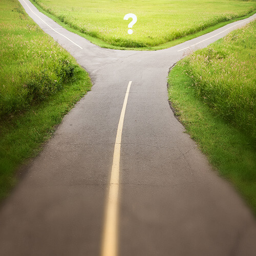 paved road with two options