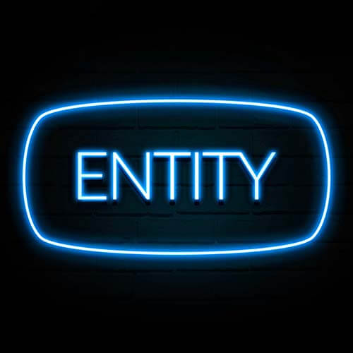 Neon blue Entity on black background