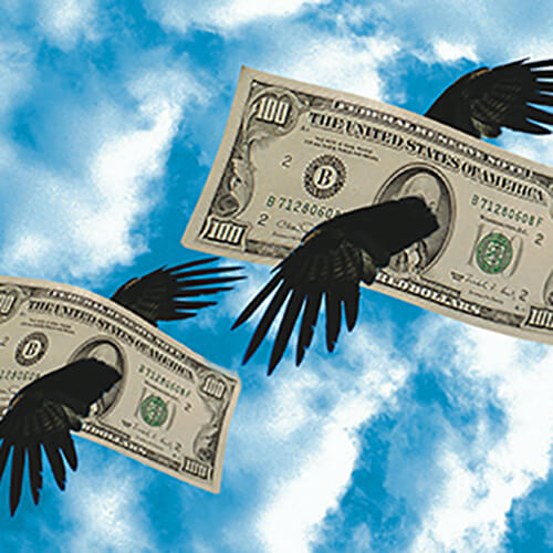 flying dollar bills