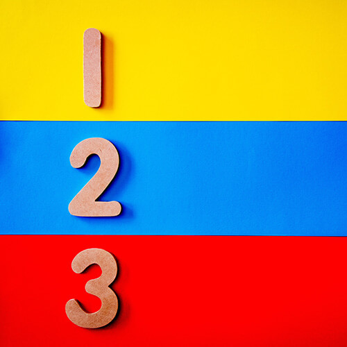 Numbers 1 2 and 3 on colorful background