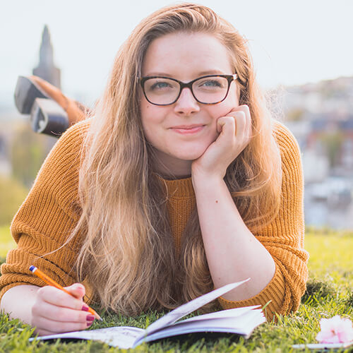 female student with book