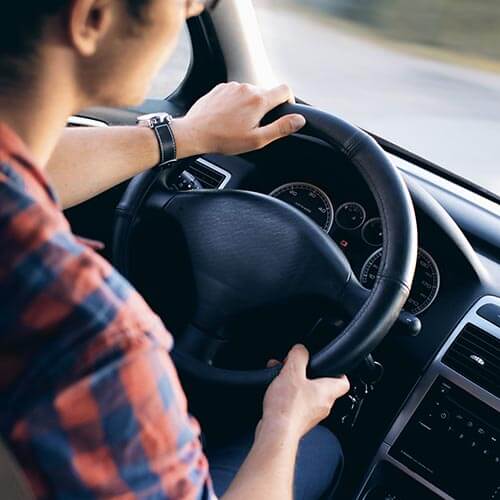 Man driving car