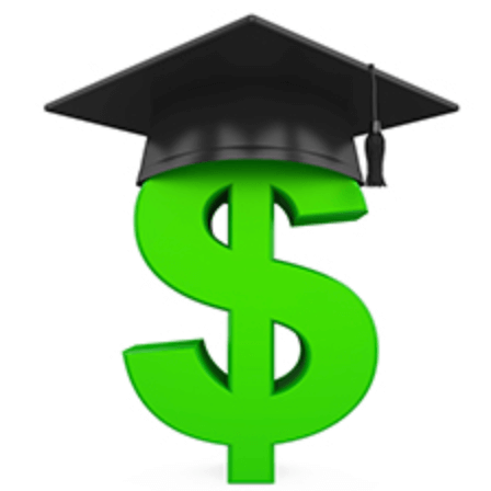 green dollar sign with graduate hat