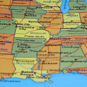 Image of United States map central area